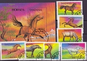 Známky Tanzánia 1993 Kone, razítkovaná séria + hárček - Kliknutím na obrázok zatvorte -